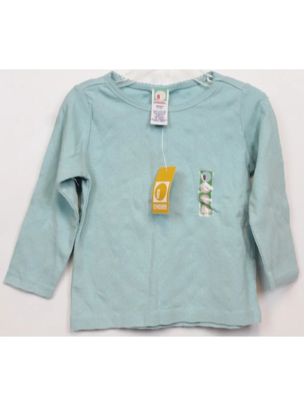 2001 Gymboree Sweet Chic Light Blue Tee Shirt sz 3T Scallop Stripe Texture